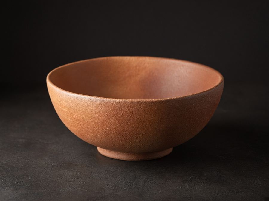 Copper serving bowl on the studio bench
