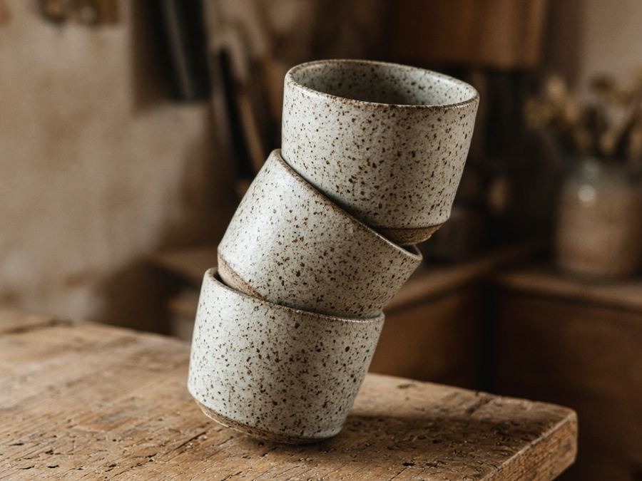 Ash cup trio on the studio bench